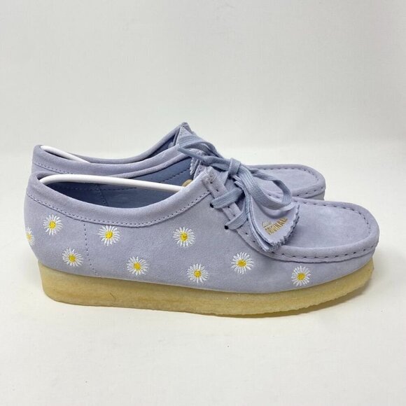 Clarks Wallabee Embroidered Slip-On Shoes Size 10 Cloud Grey Embroidery Suede - Picture 5 of 12